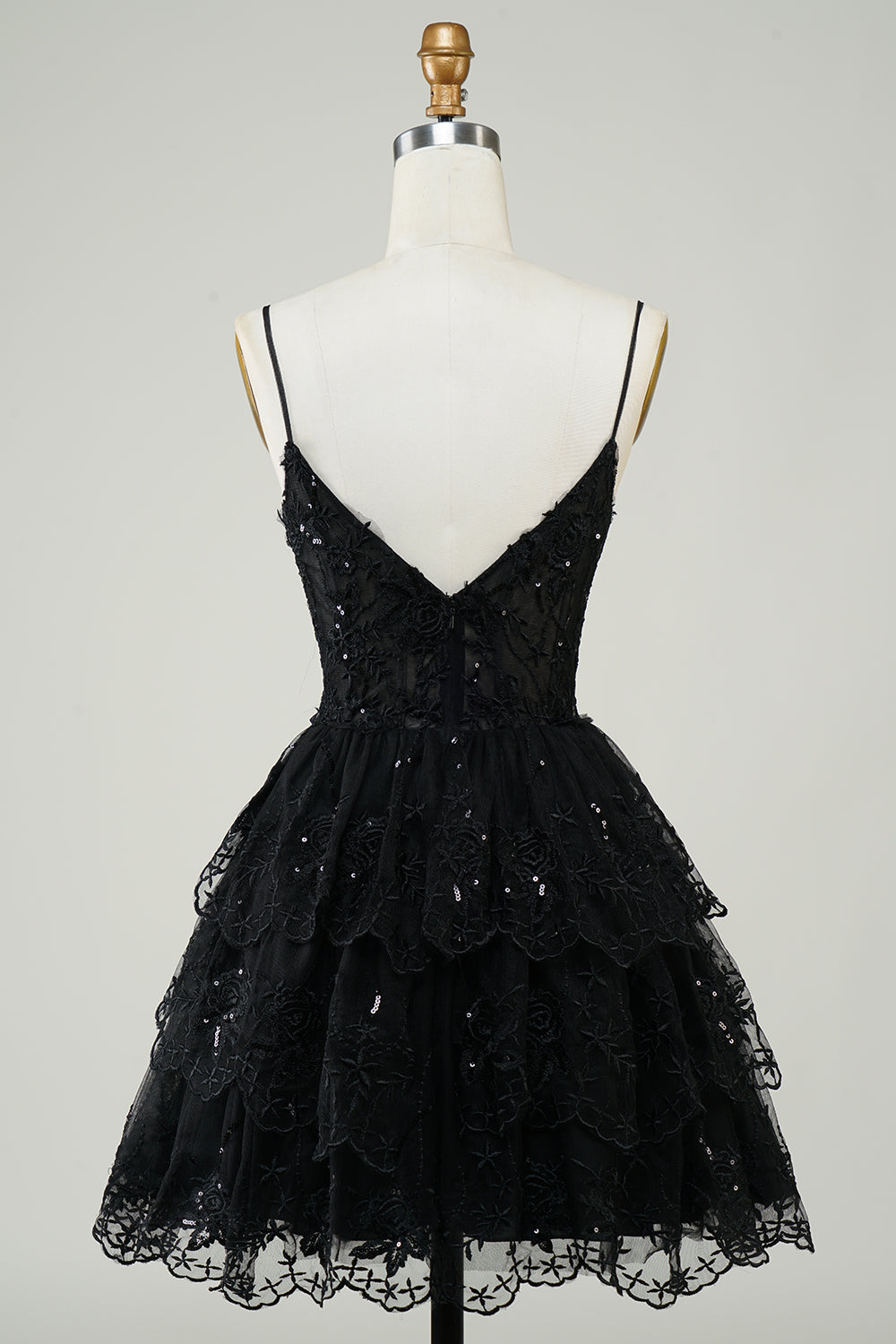 Cute A Line Spaghetti Straps Dark Blue Sparkly Corset Graduation Dress