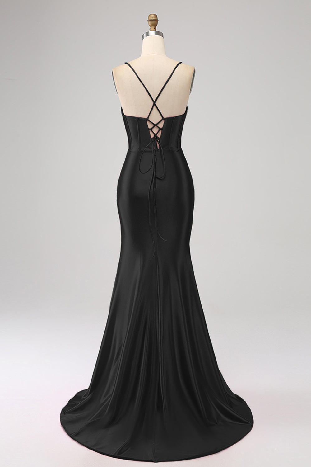 Stunning Mermaid Spaghetti Straps Fuchsia Corset Prom Dress with Split Front