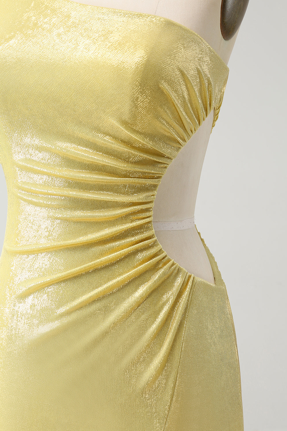 Stylish Yellow Bodycon One Shoulder Short Homecoming Dress with Hollow Out