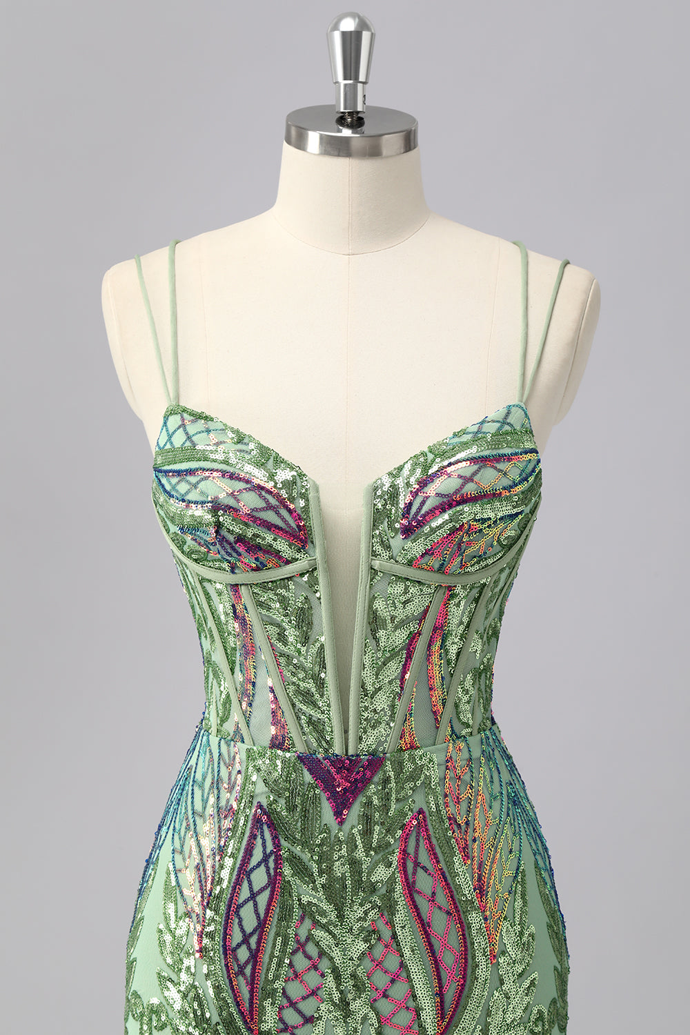 Sparkly Dark Purple Spaghetti Straps Corset Homecoming Dress with Sequins