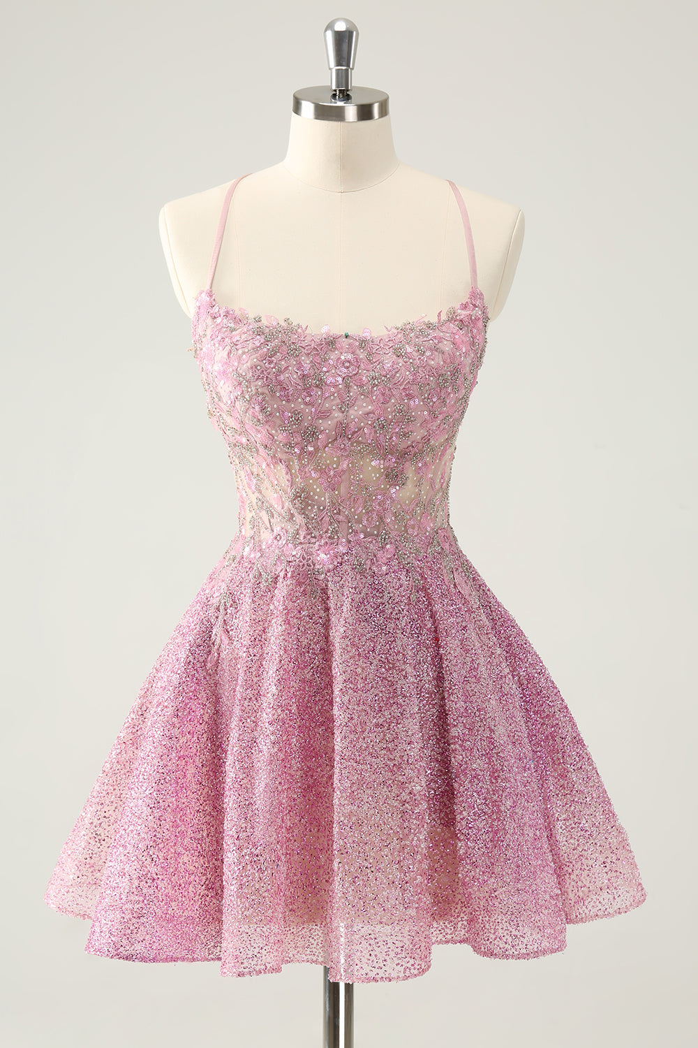 ZAPAKA Women Dark Pink Homecoming Dress Sparkly Beading Appliques A Line Corset Short Party Dress