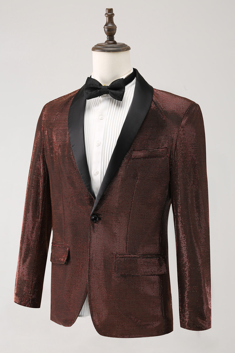 Shawl Lapel Brown One Button Men's Blazer