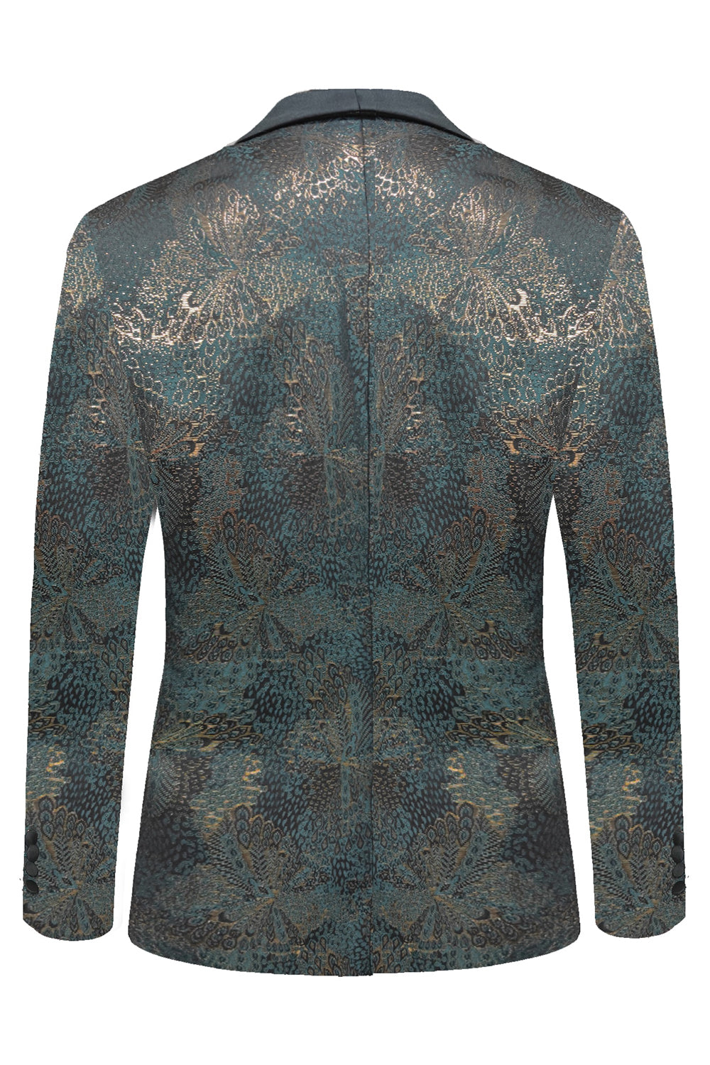 Dark Blue Jacquard Shawl Lapel Men's Prom Blazer