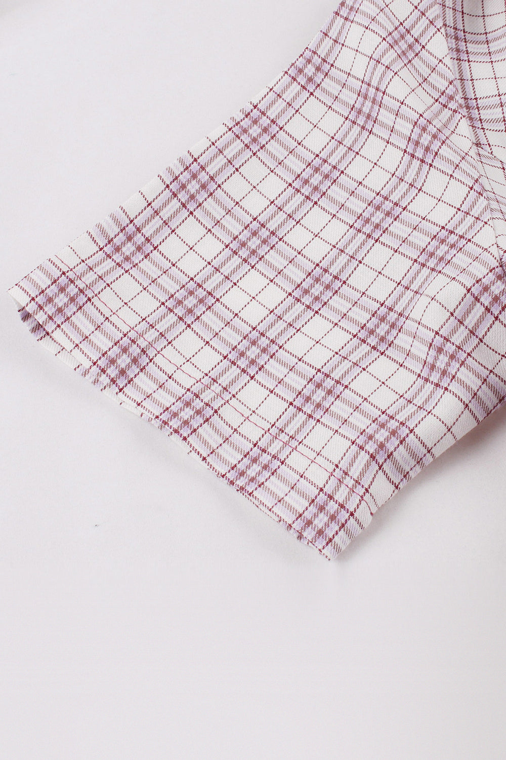 Purple Red Plaid Short Sleeves Swing 1950s Dress