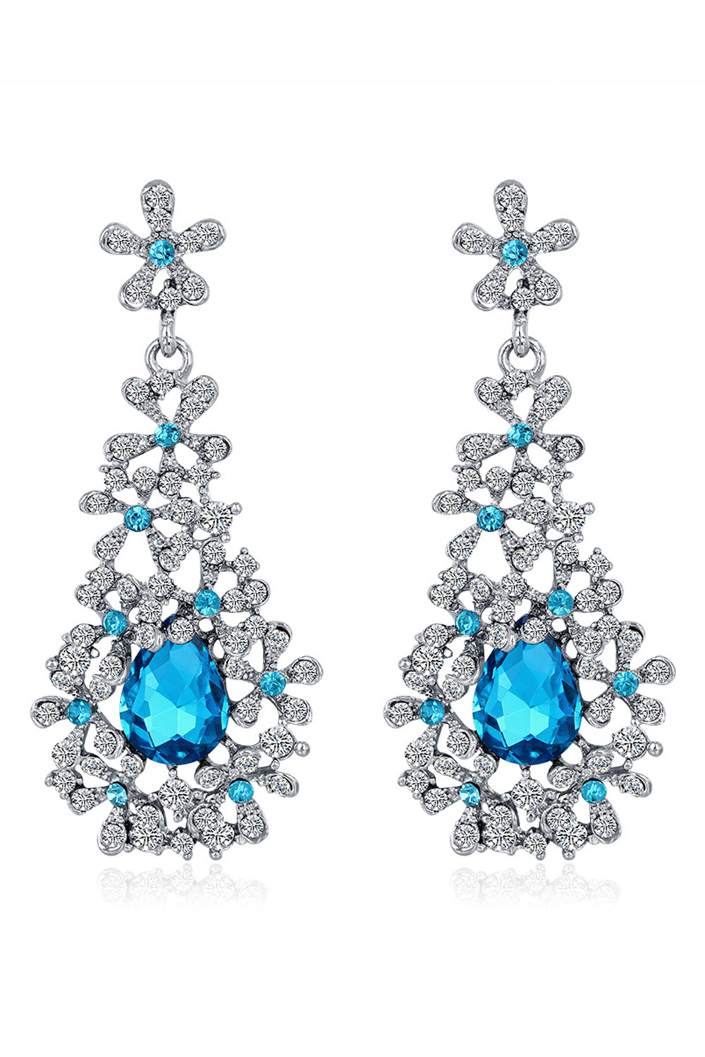 Bridal Wedding White Pendant Flower Earrings