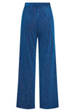 2-Piece Ink Blue Velvet Striped Women Prom Suits