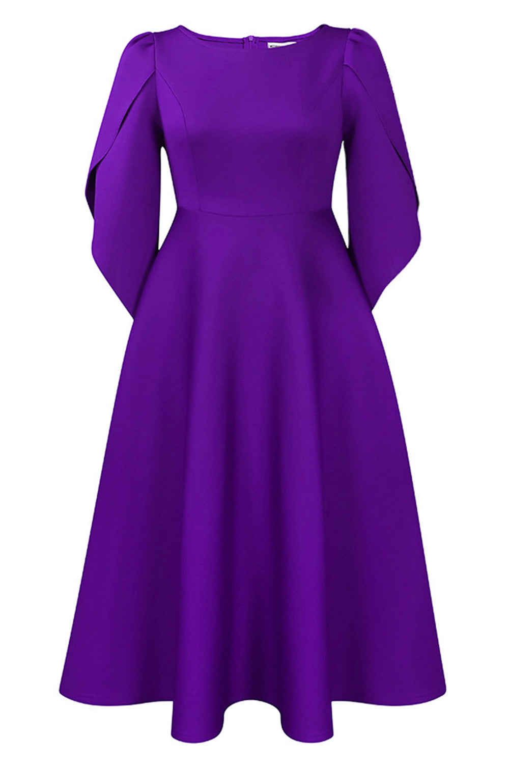 Fashion Elegant Royal Blue A Line Solid Swing Dress with Half Sleeves