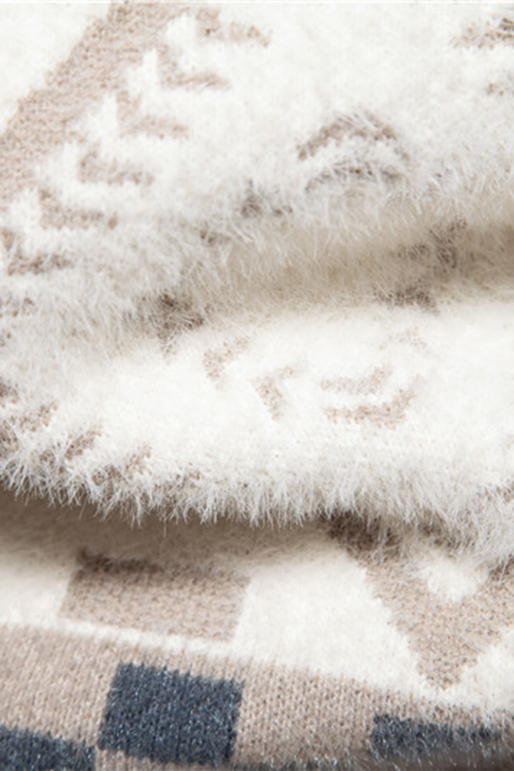 Men's Slim Fit Khaki Pullover Printed Knitted Sweater