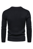 Black Round Neck Men's Zippered Knitted Sweater