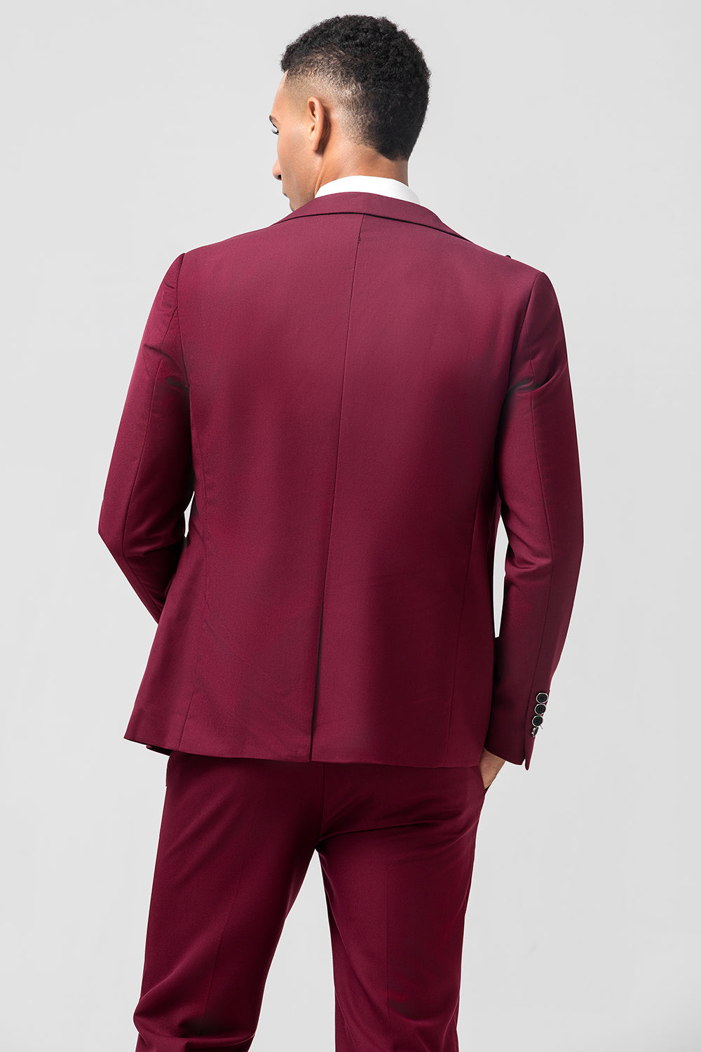 Burgundy 3 Pieces Peak Lapel Men's Prom Suits