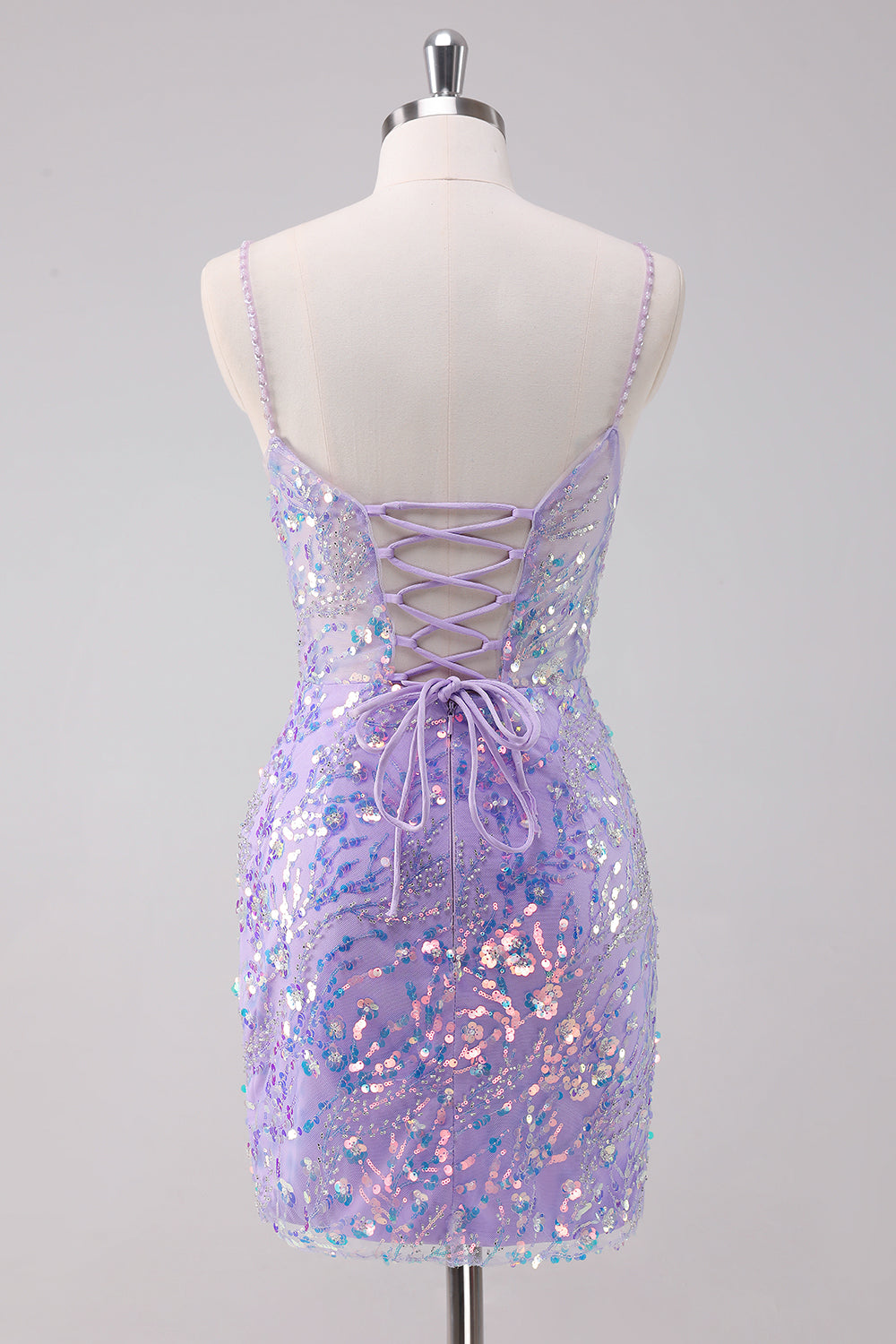 Lilac Sparkly Bodycon Sequins Short Prom Dress
