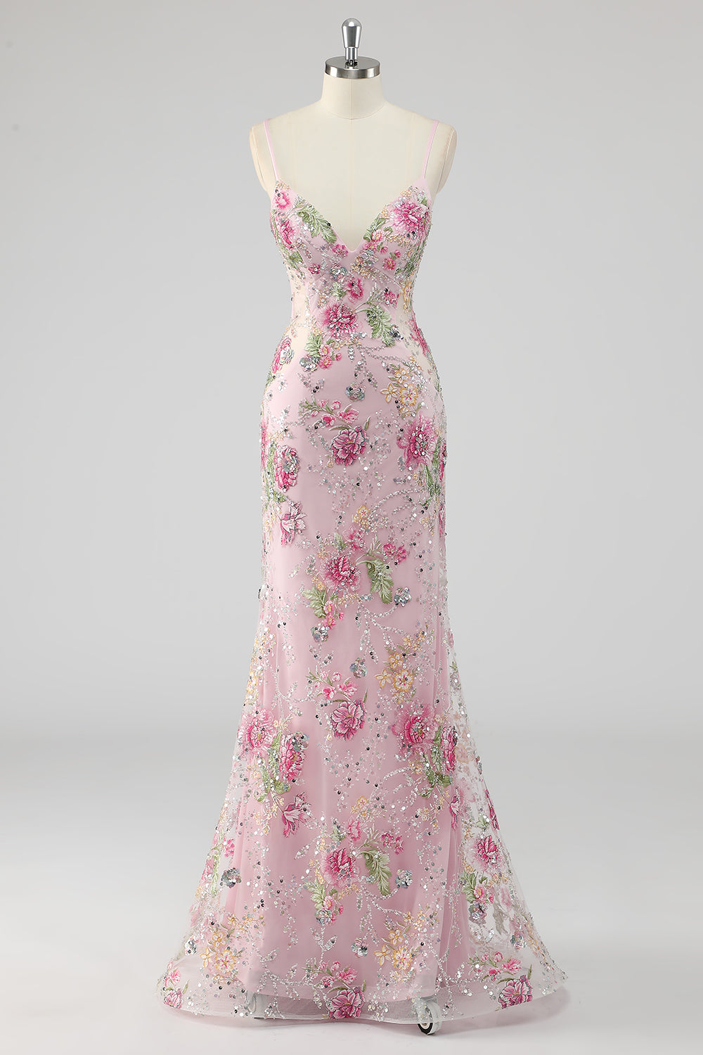 Sequins Mermaid Spaghetti Straps Black Prom Dress with Appliques