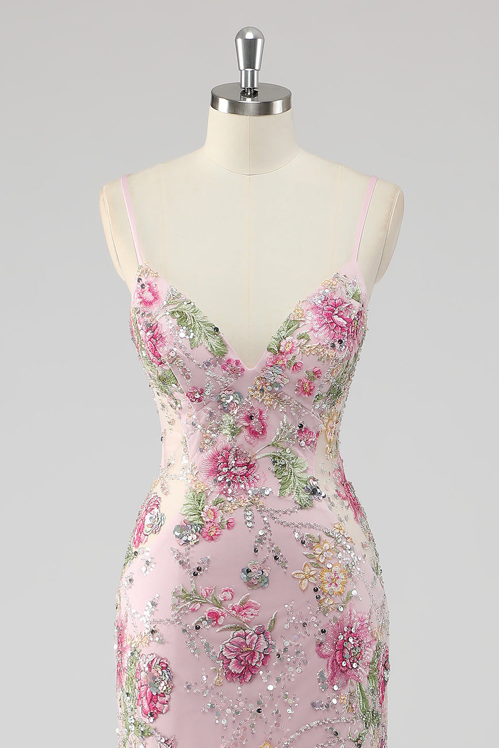 Sequins Mermaid Spaghetti Straps Black Prom Dress with Appliques