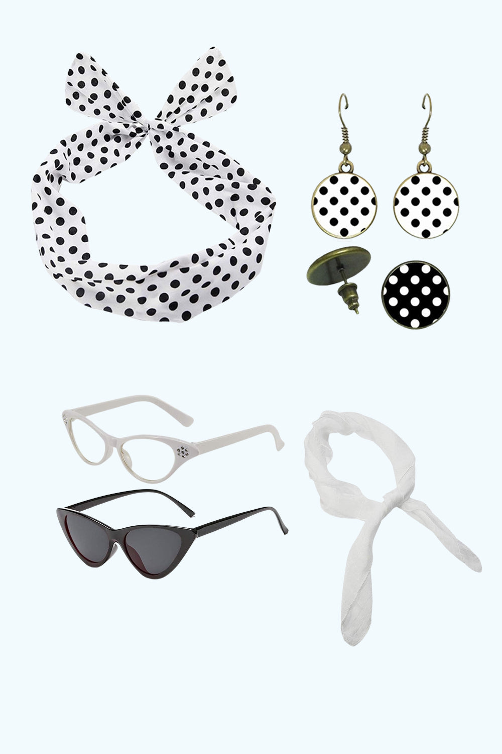 Black 1920s Party Five Pieces Accessories Sets