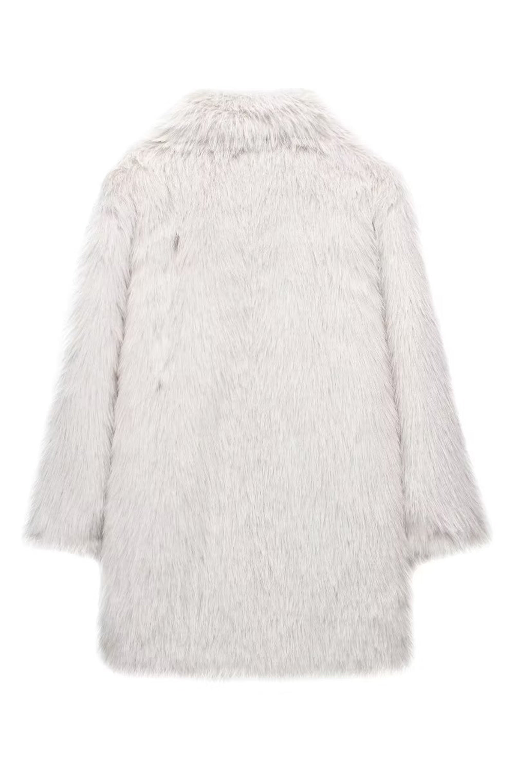 Ivory Notched Lapel Women's Fur Coat