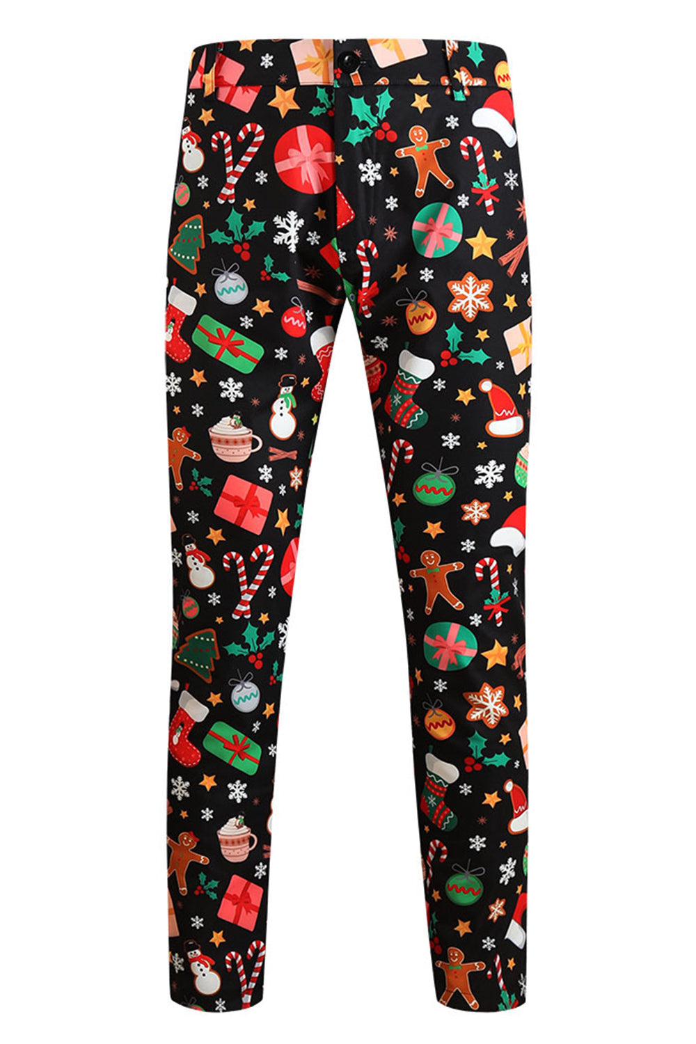 Black Christmas Printed Notched Lapel 3 Pieces Men's Suits