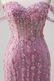 Grey Purple Mermaid Off The Shoulder Appliqued Corset Long Prom Dress With Tulle