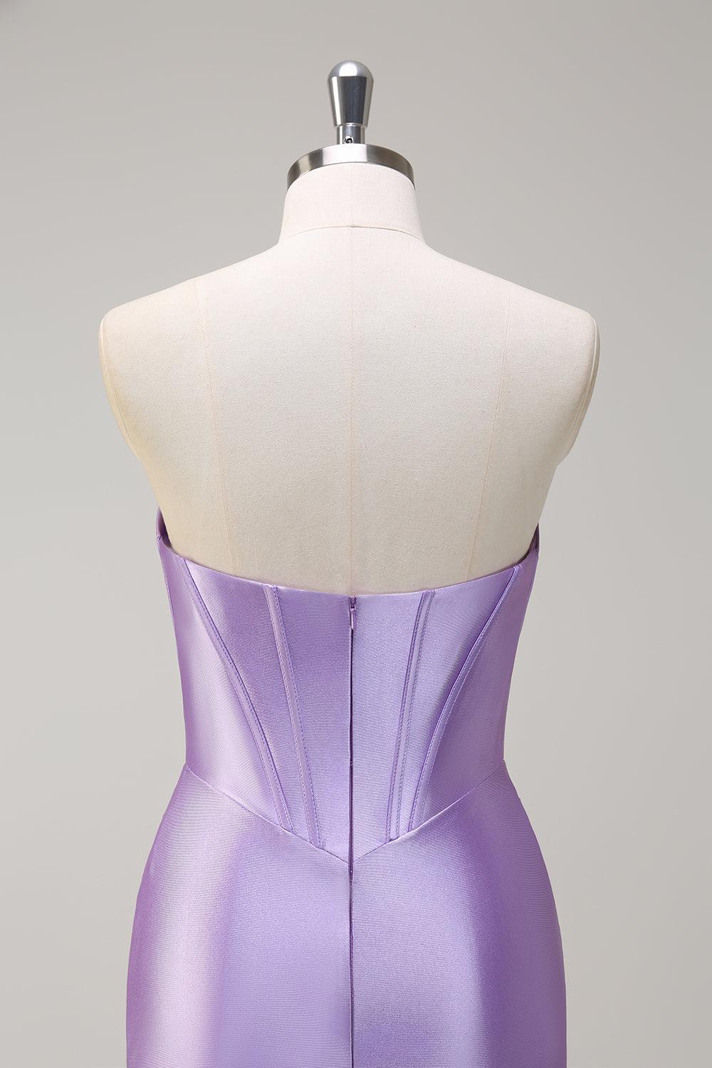 Sparkly Lilac Mermaid Sequin Strapless Corset Satin Prom Dress with Slit