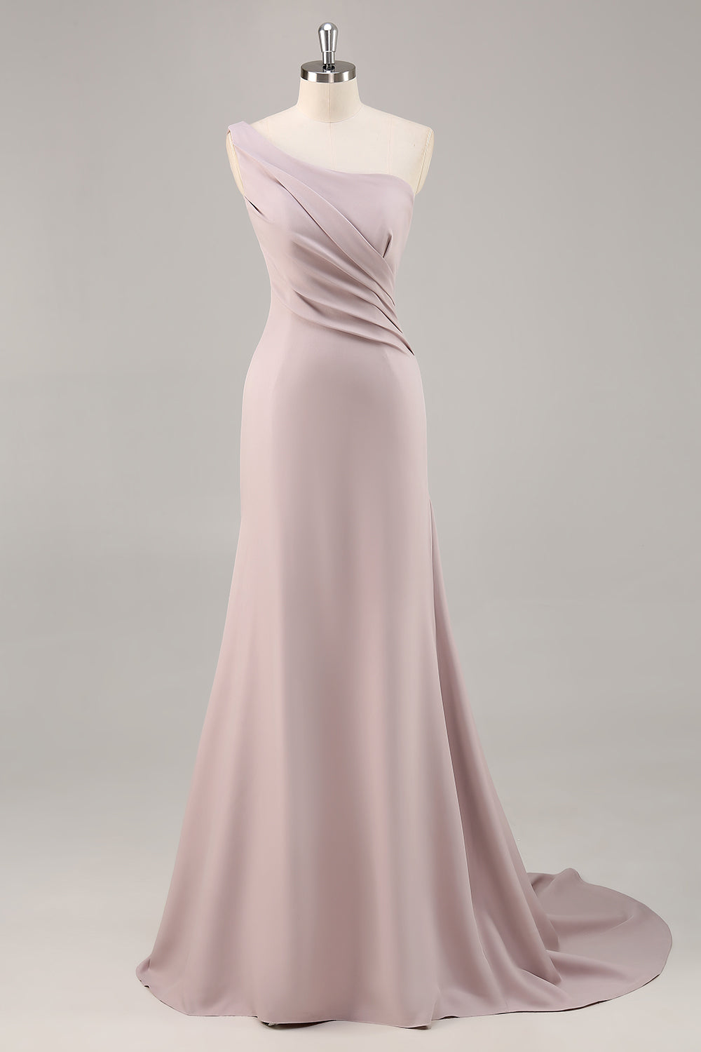 Khaki Mermaid One Shoulder Long Formal Dress