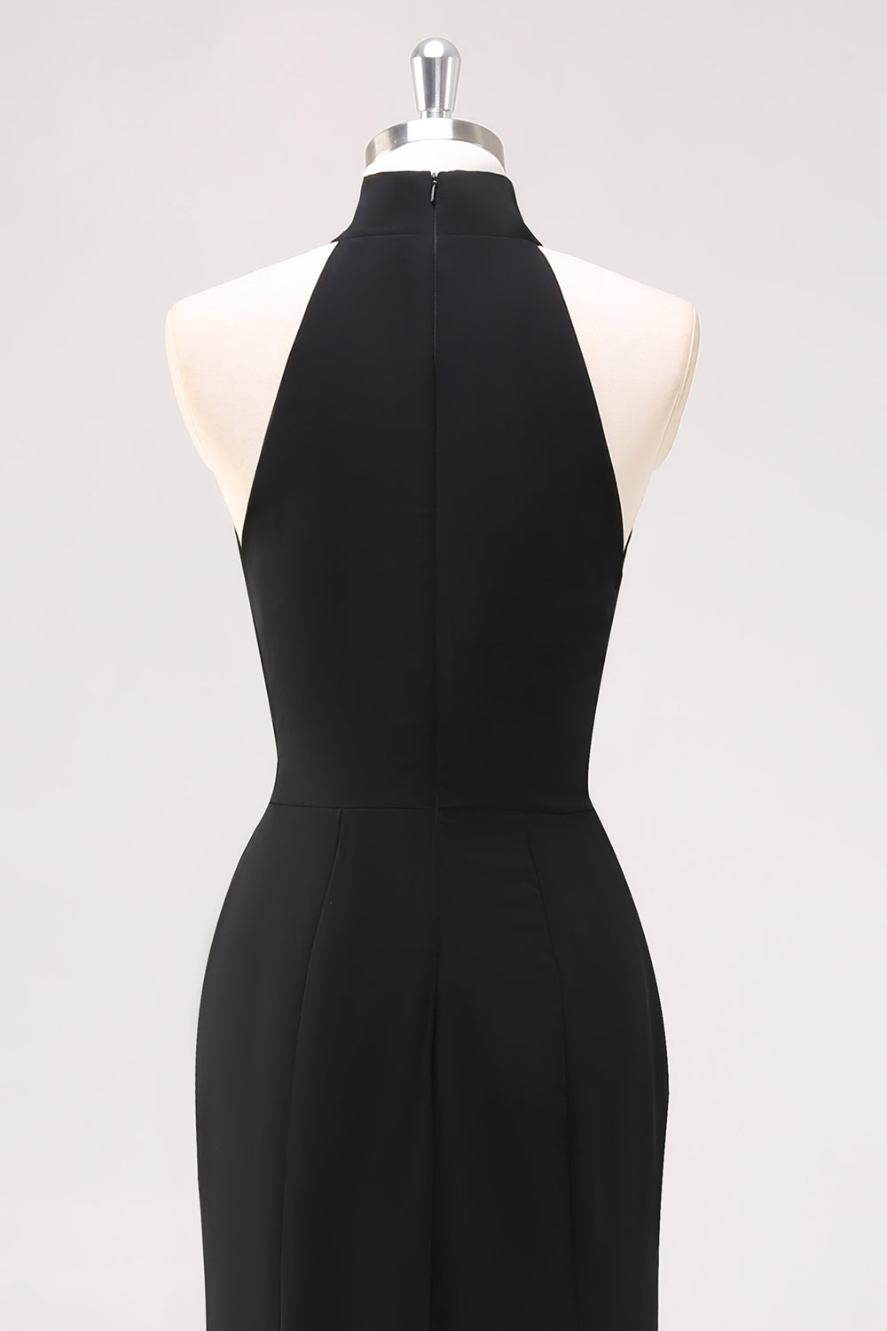 Halter Neck Black Ruffles Mermaid Long Formal Dress with Slit