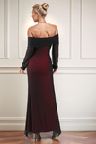Black Red Off the Shoulder Sheath Formal Dress