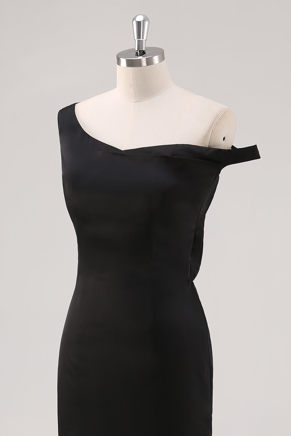 Black Cold Shoulder Sheath Asymmetrical Formal Dress