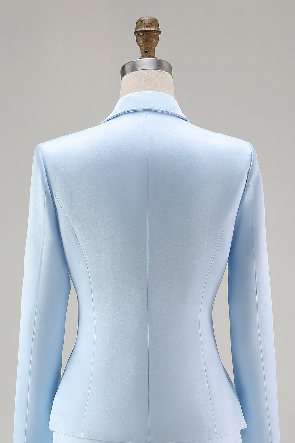 Blue 2-Piece Satin Mother of the Bride Dress With Embroidery