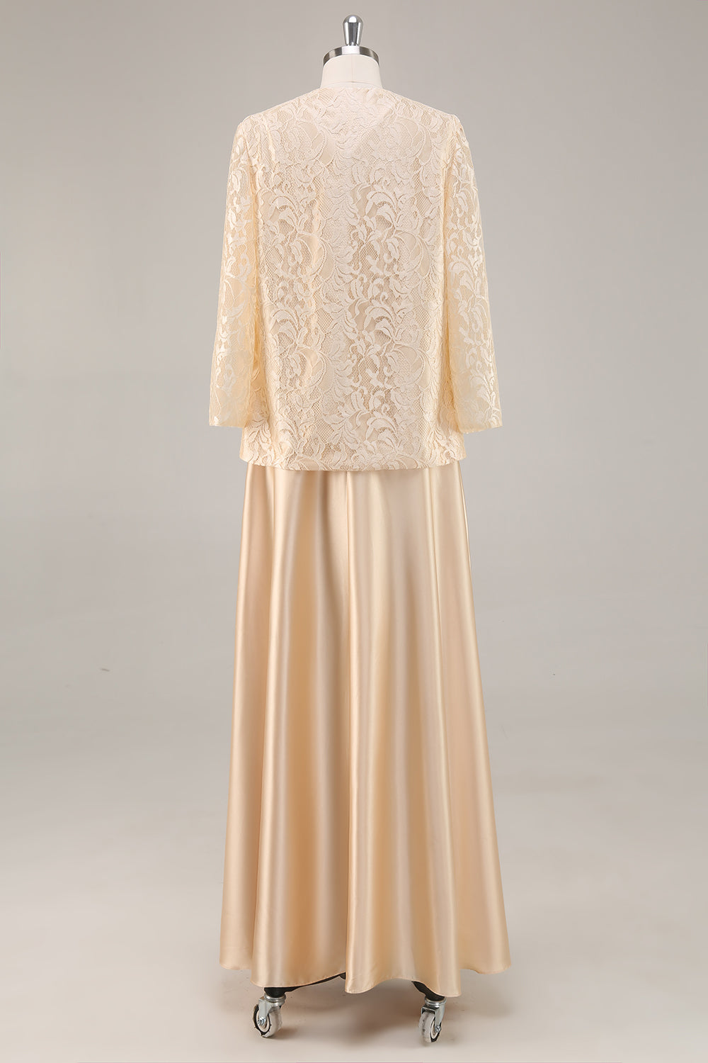 Champagne A-Line Satin 2-Piece Mother of the Bride Dress