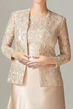 Champagne A-Line Satin 2-Piece Mother of the Bride Dress