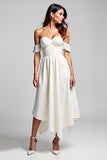 A Line White Off The Shoulder Chiffon Long Formal Dress