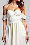 A Line White Off The Shoulder Chiffon Long Formal Dress