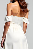 A Line White Off The Shoulder Chiffon Long Formal Dress