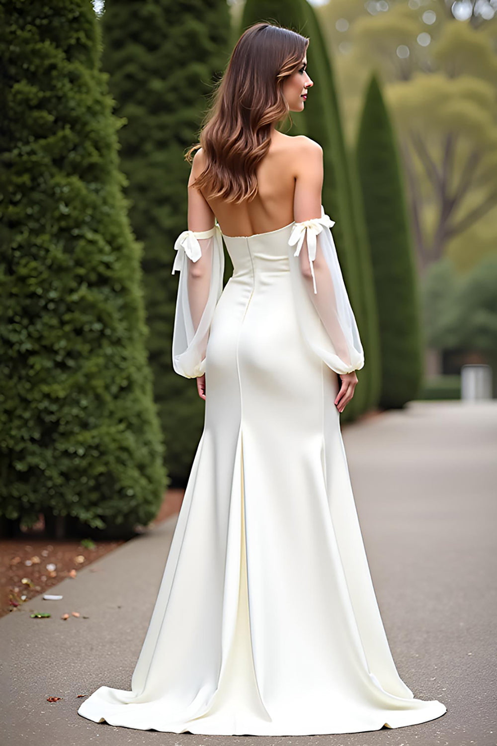 Sheath White Off The Shoulder Crepe Long Formal Dress