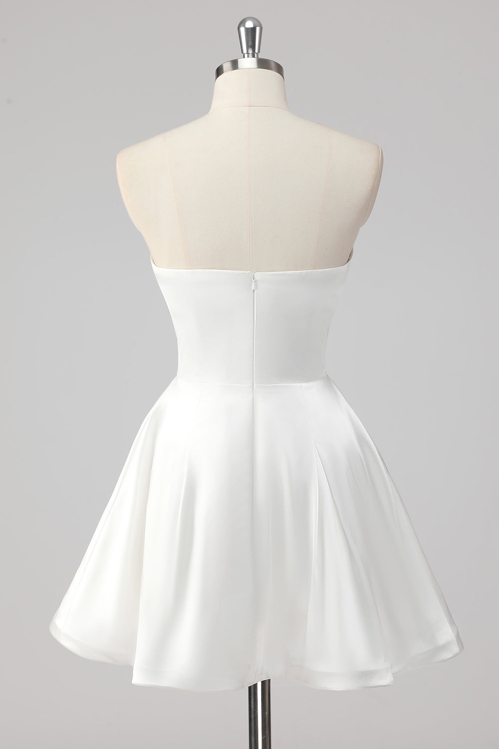 Simple White A-Line Strapless Little White Graduation Dress