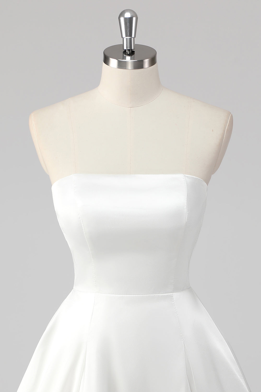 Simple White A-Line Strapless Little White Graduation Dress