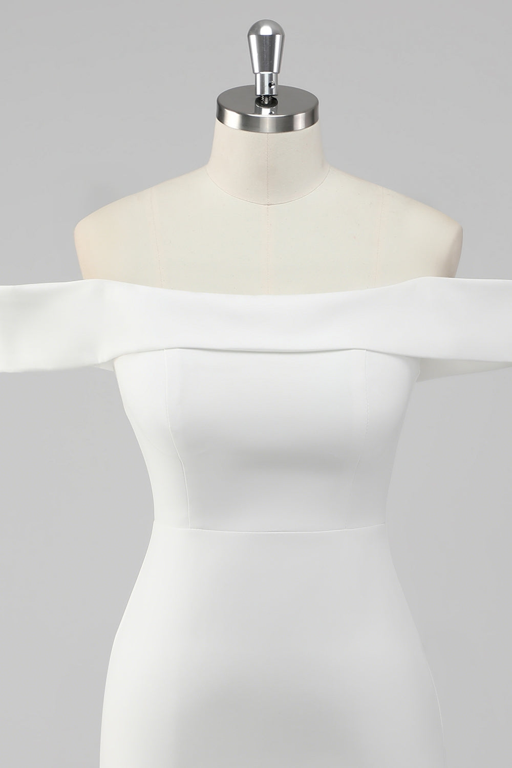 Satin White Off the Shoulder Sheath Short Graduation Dress