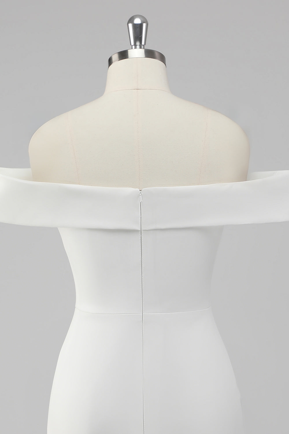 Satin White Off the Shoulder Sheath Short Graduation Dress