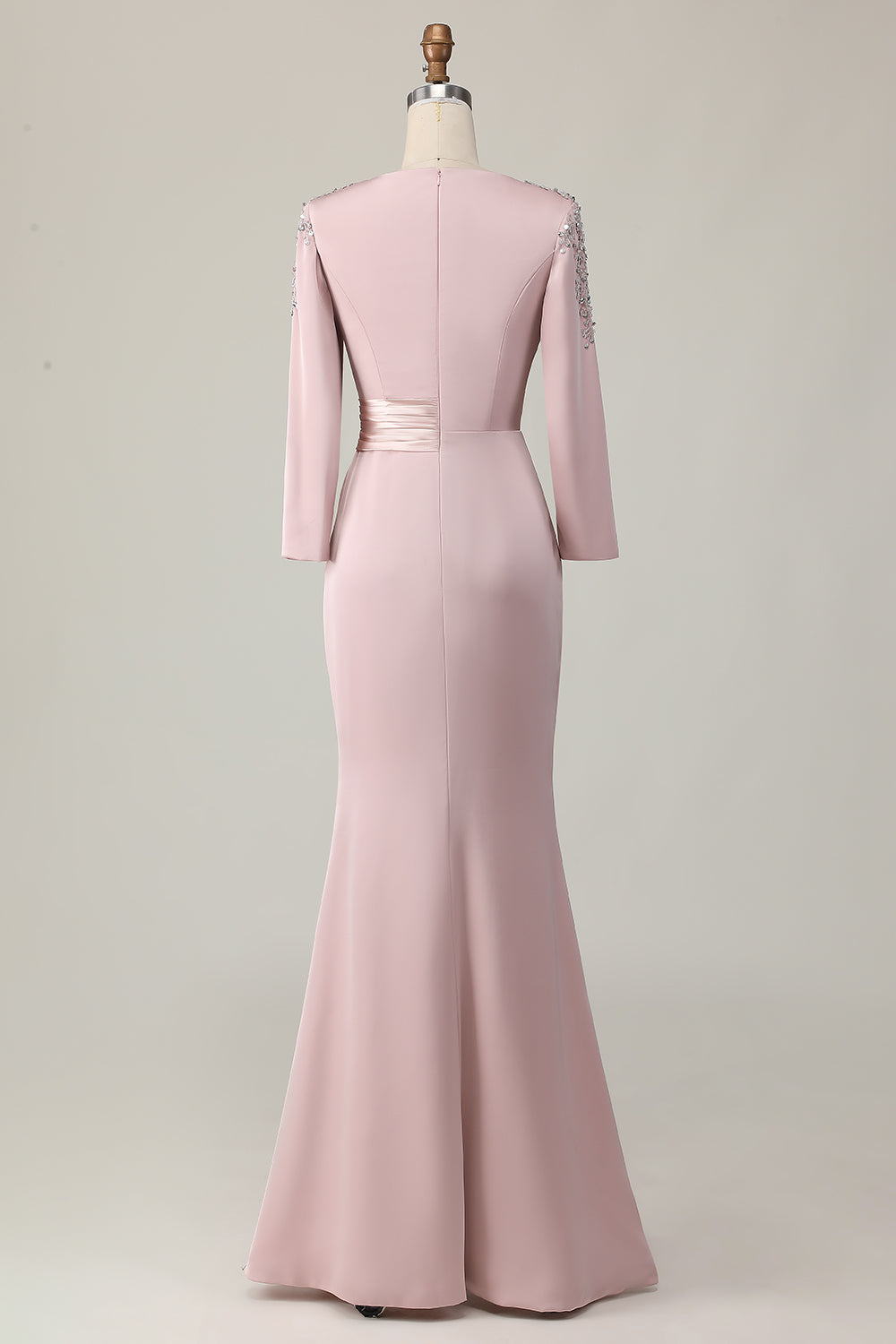 Blush Long Sleeves Sheath Mother Of The Bride Dress with Sequins