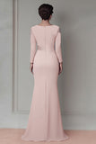 Blush Long Sleeves Sheath Mother Of The Bride Dress with Sequins