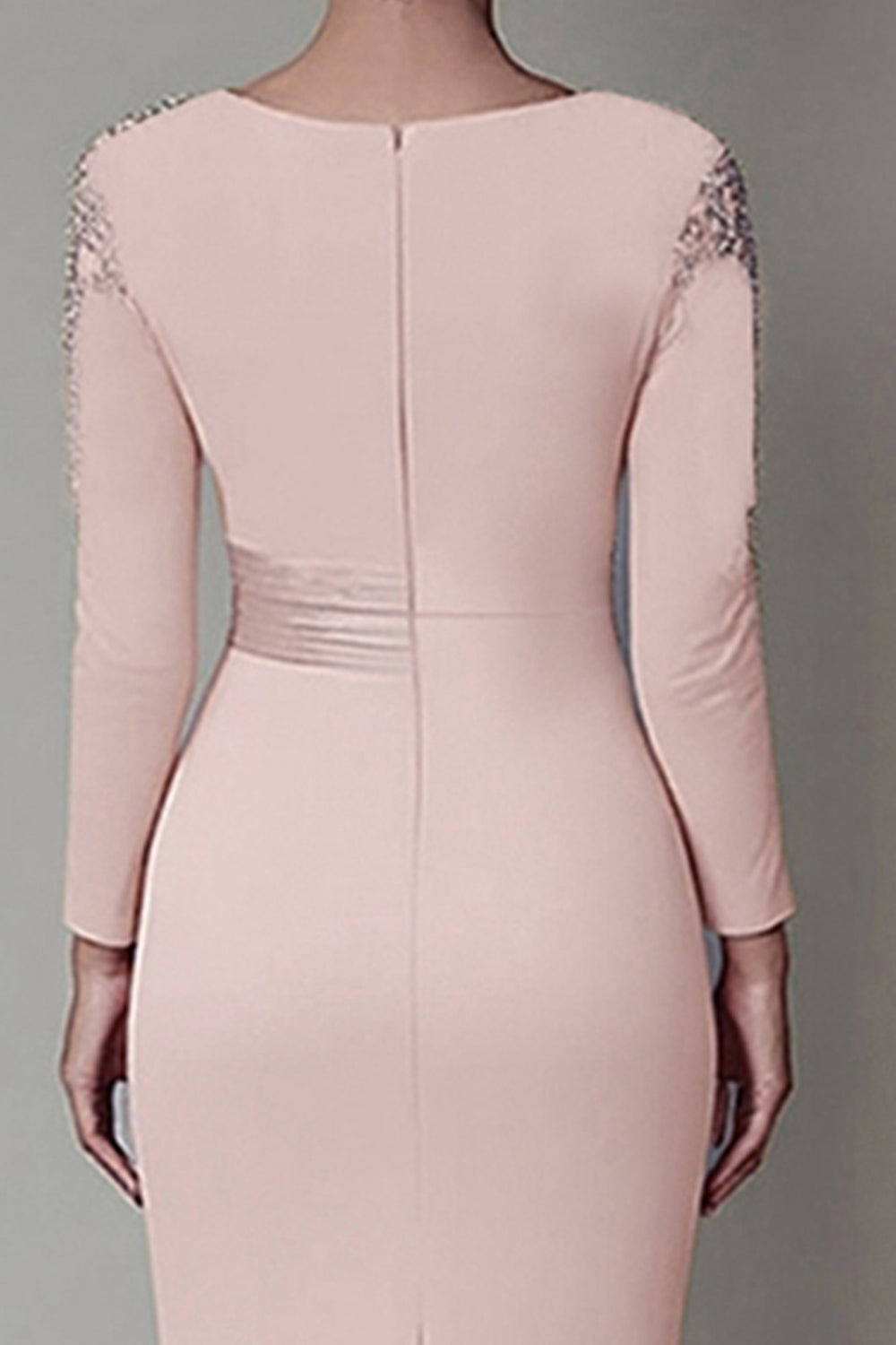 Blush Long Sleeves Sheath Mother Of The Bride Dress with Sequins