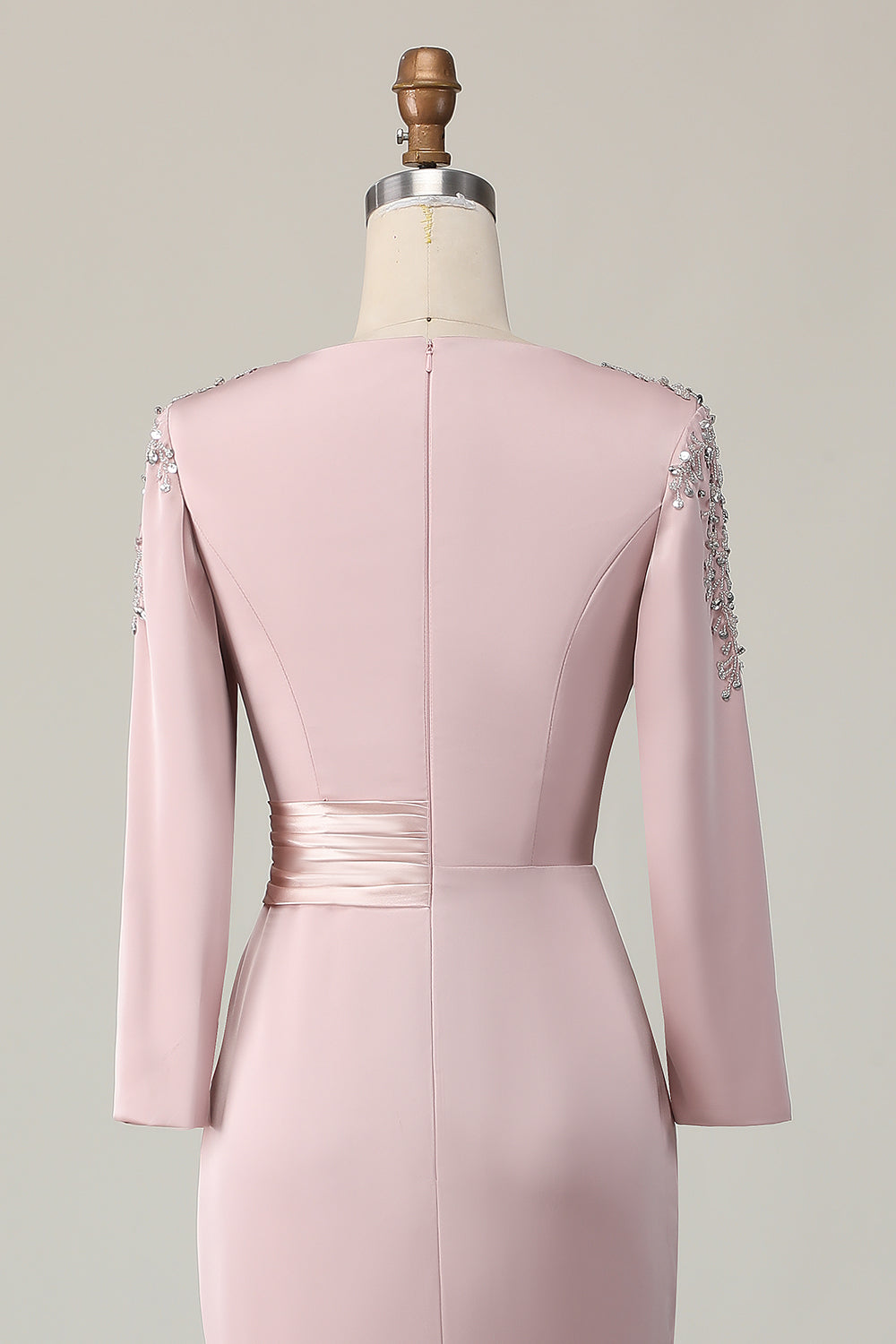 Blush Long Sleeves Sheath Mother Of The Bride Dress with Sequins