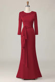 Blush Long Sleeves Sheath Mother Of The Bride Dress with Sequins