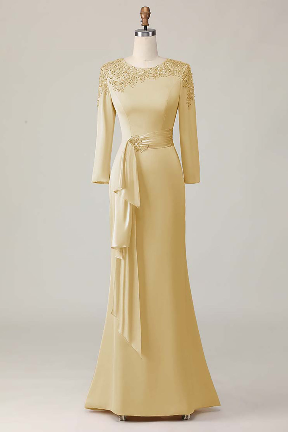 Blush Long Sleeves Sheath Mother Of The Bride Dress with Sequins