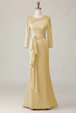 Blush Long Sleeves Sheath Mother Of The Bride Dress with Sequins