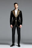 Black Single Breasted 2 Pieces Peak lapel Men's Prom Suits