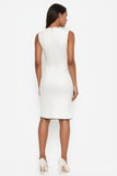 White A Line Satin Sleeveless Formal Dress