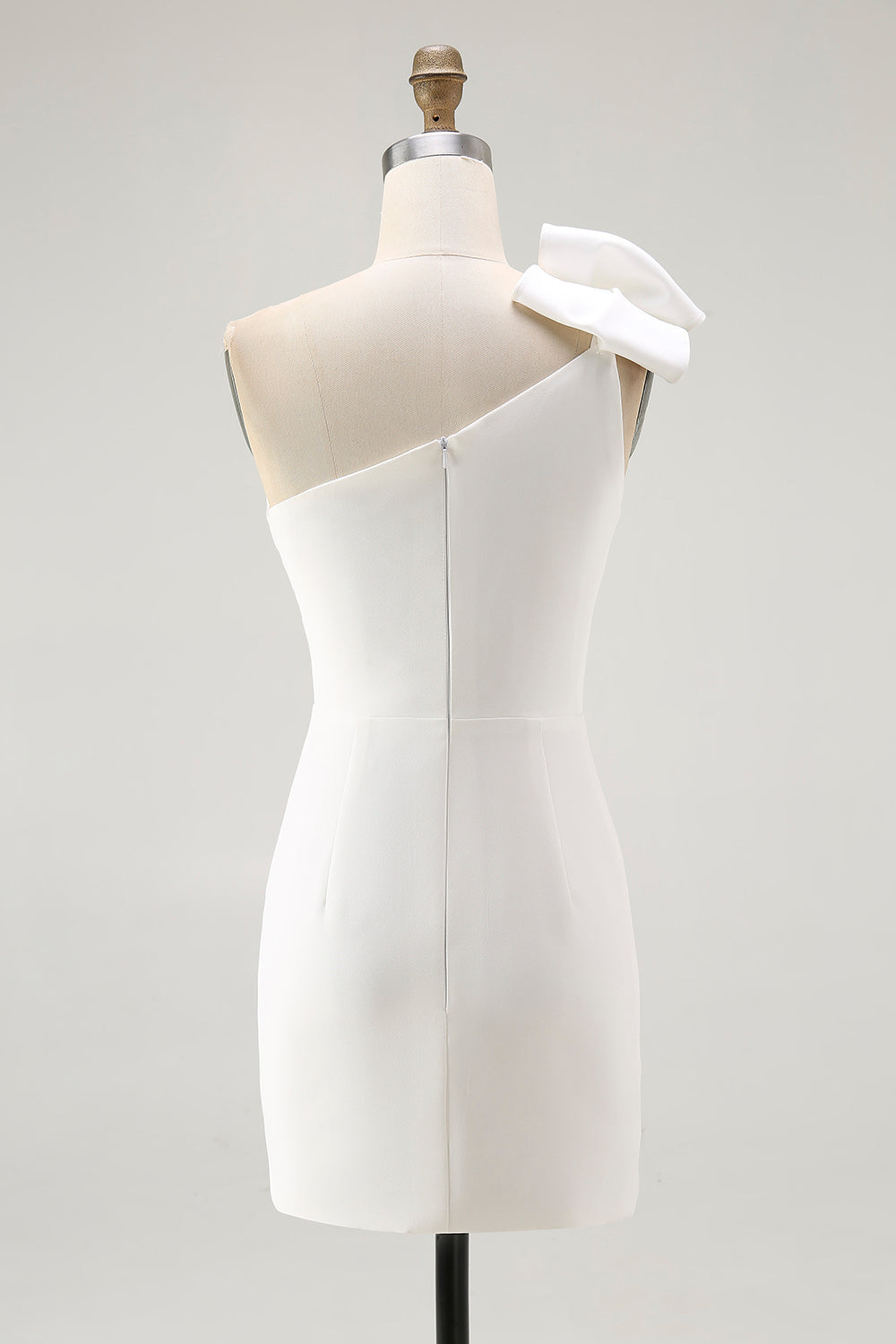 White One Shoulder Bow Bodycon Graduation Dress