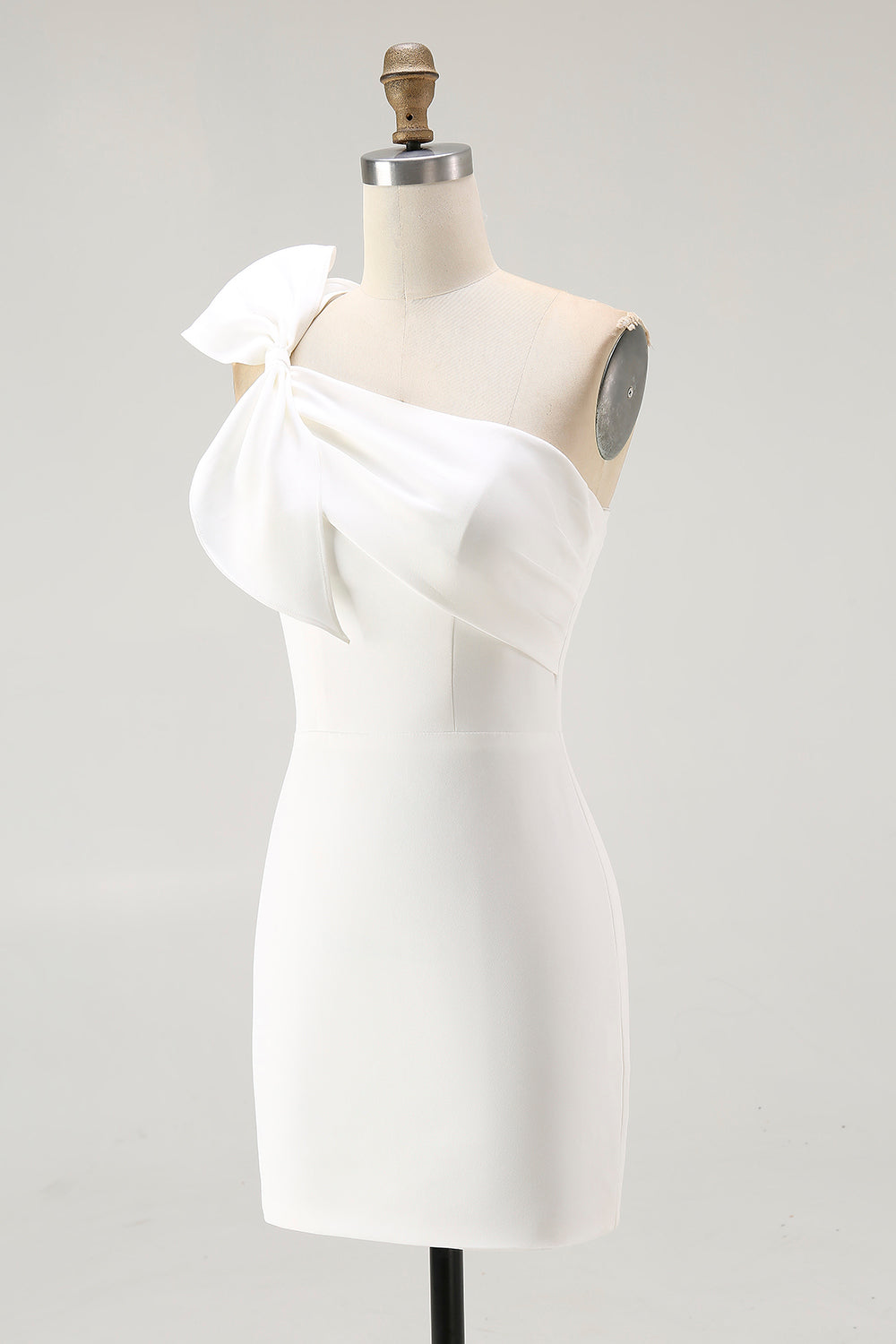 White One Shoulder Bow Bodycon Graduation Dress