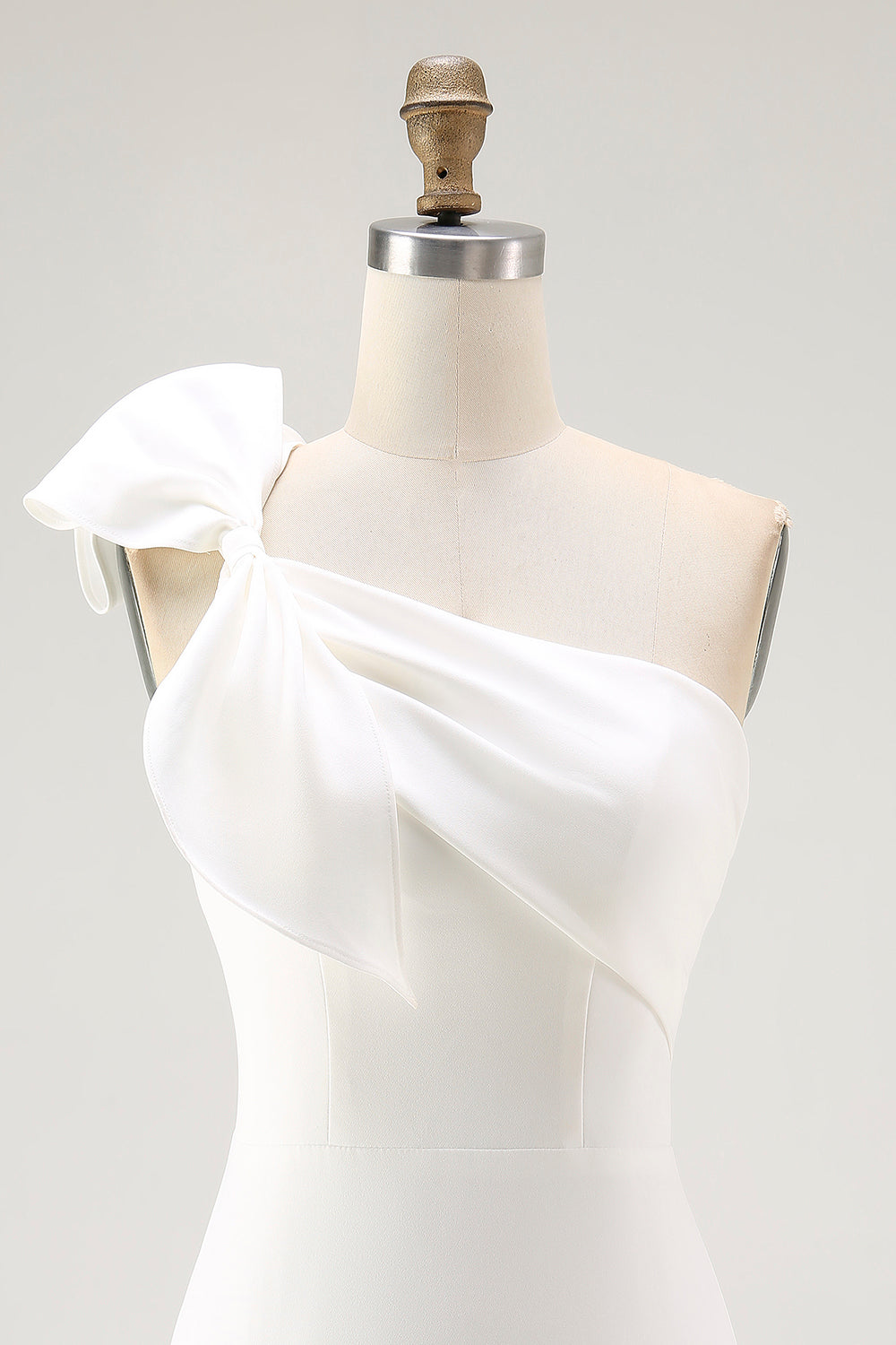White One Shoulder Bow Bodycon Graduation Dress