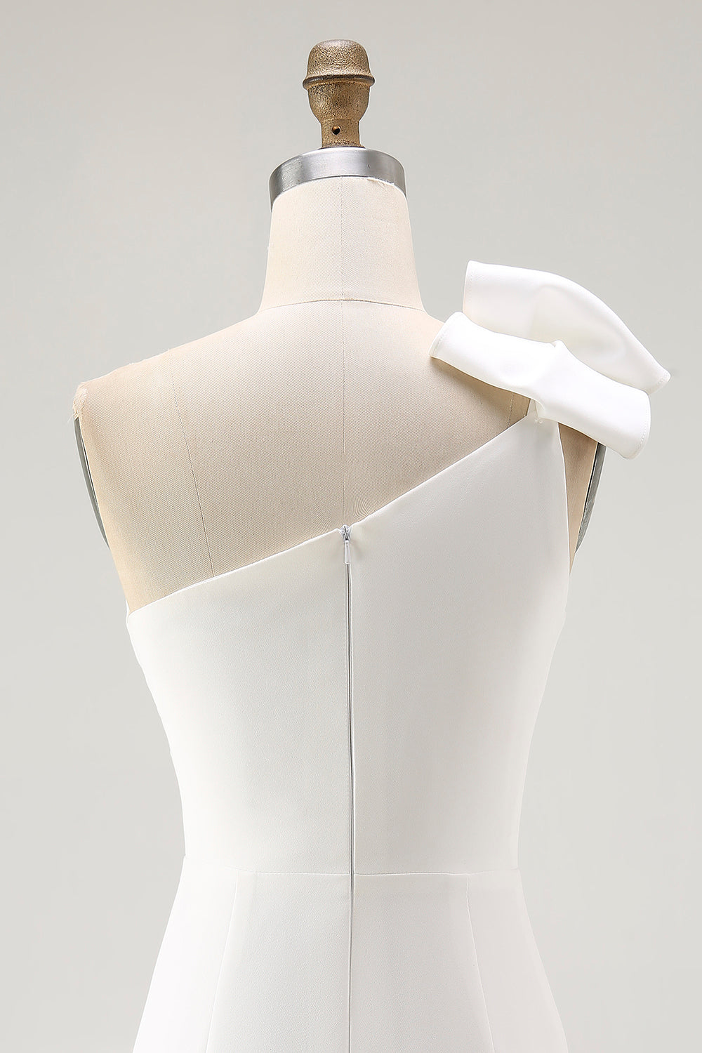 White One Shoulder Bow Bodycon Graduation Dress